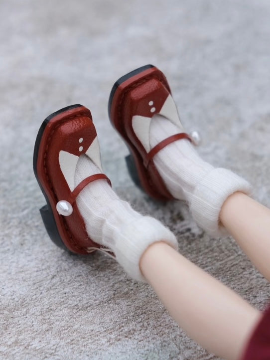 [IN STOCK] Leather Collar Blythe Mary Janes - Handmade Doll Shoes - ToastDoll