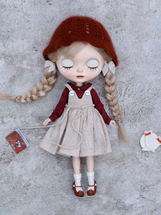 [IN STOCK] Leather Collar Blythe Mary Janes - Handmade Doll Shoes - ToastDoll