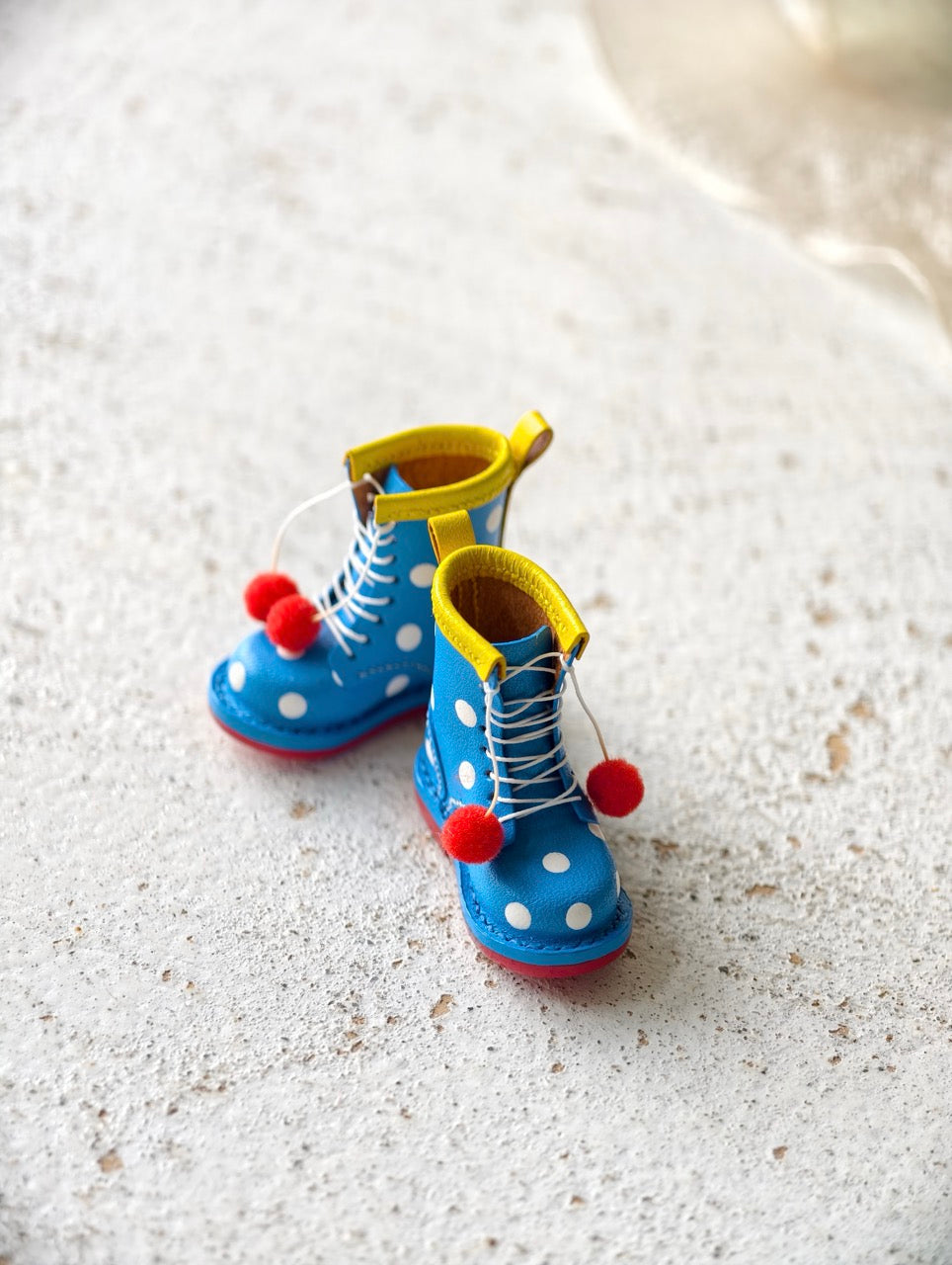 Blue Leather Polka Dot Blythe Boots | ToastDoll