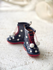 Blue Leather Polka Dot Blythe Boots | ToastDoll