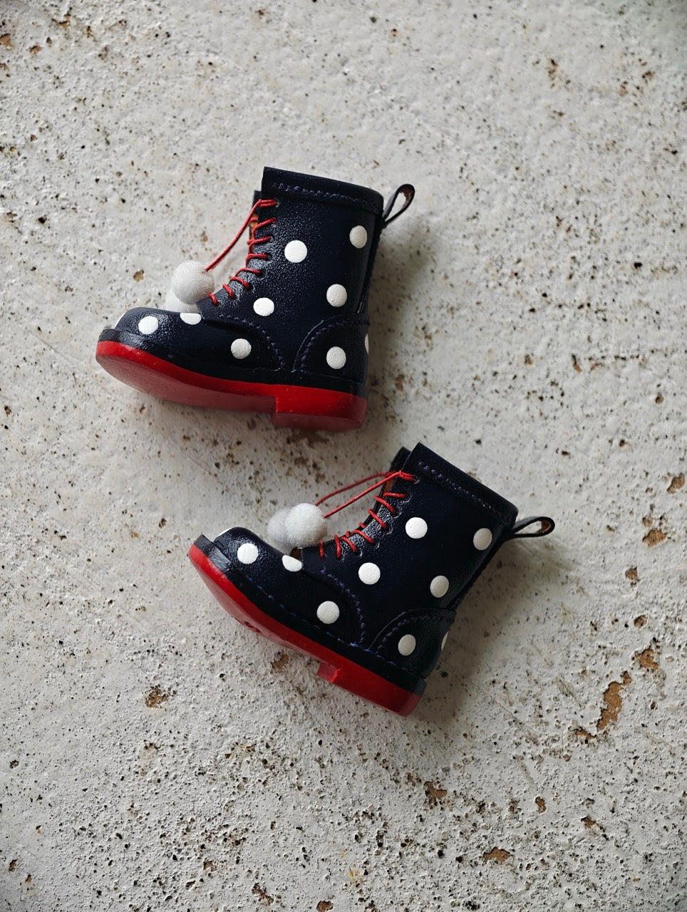[IN STOCK] Leather Polka Dot Blythe Boots - Handmade Doll Shoes - ToastDoll