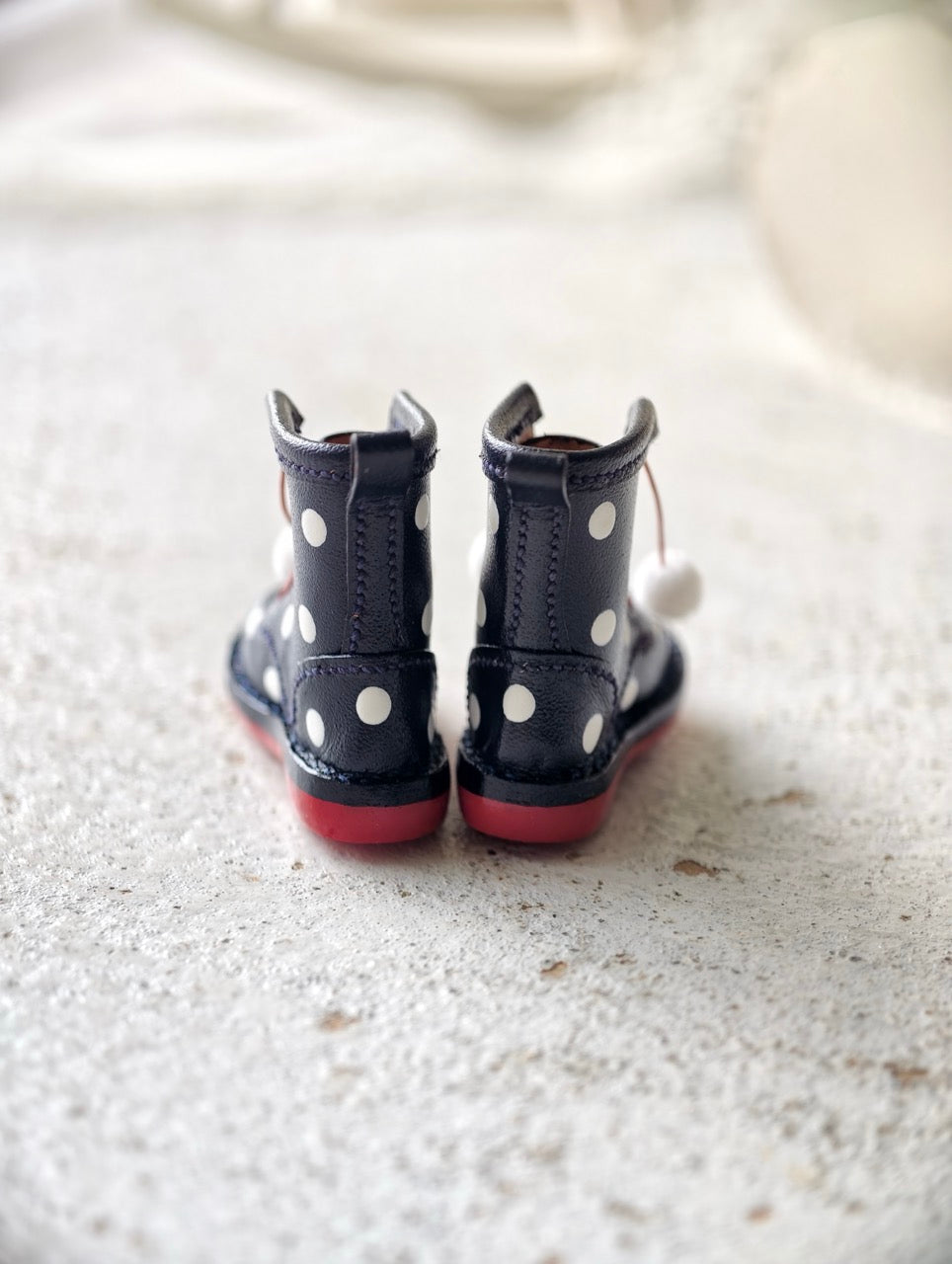 [IN STOCK] Leather Polka Dot Blythe Boots - Handmade Doll Shoes - ToastDoll