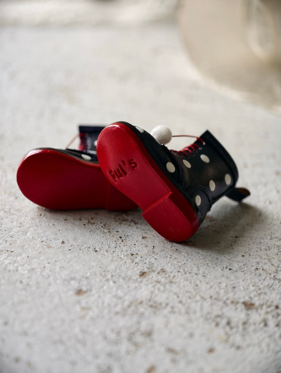 [IN STOCK] Leather Polka Dot Blythe Boots - Handmade Doll Shoes - ToastDoll