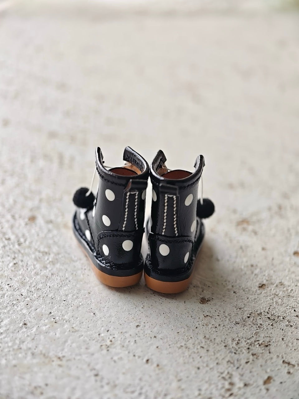 [IN STOCK] Leather Polka Dot Blythe Boots - Handmade Doll Shoes - ToastDoll