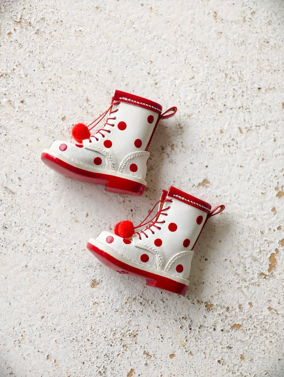[IN STOCK] Leather Polka Dot Blythe Boots - Handmade Doll Shoes - ToastDoll