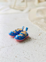 [IN STOCK] Leather Blue Polka Dot Blythe Handmade Shoes - ToastDoll