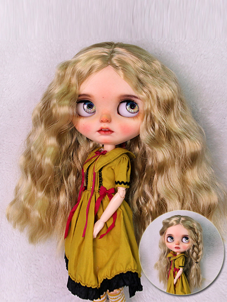 Handmade Blythe Wig, Beach Waves without Bangs
