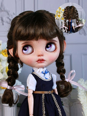 Handmade Blythe Wig, Side Braids with Straight Bangs