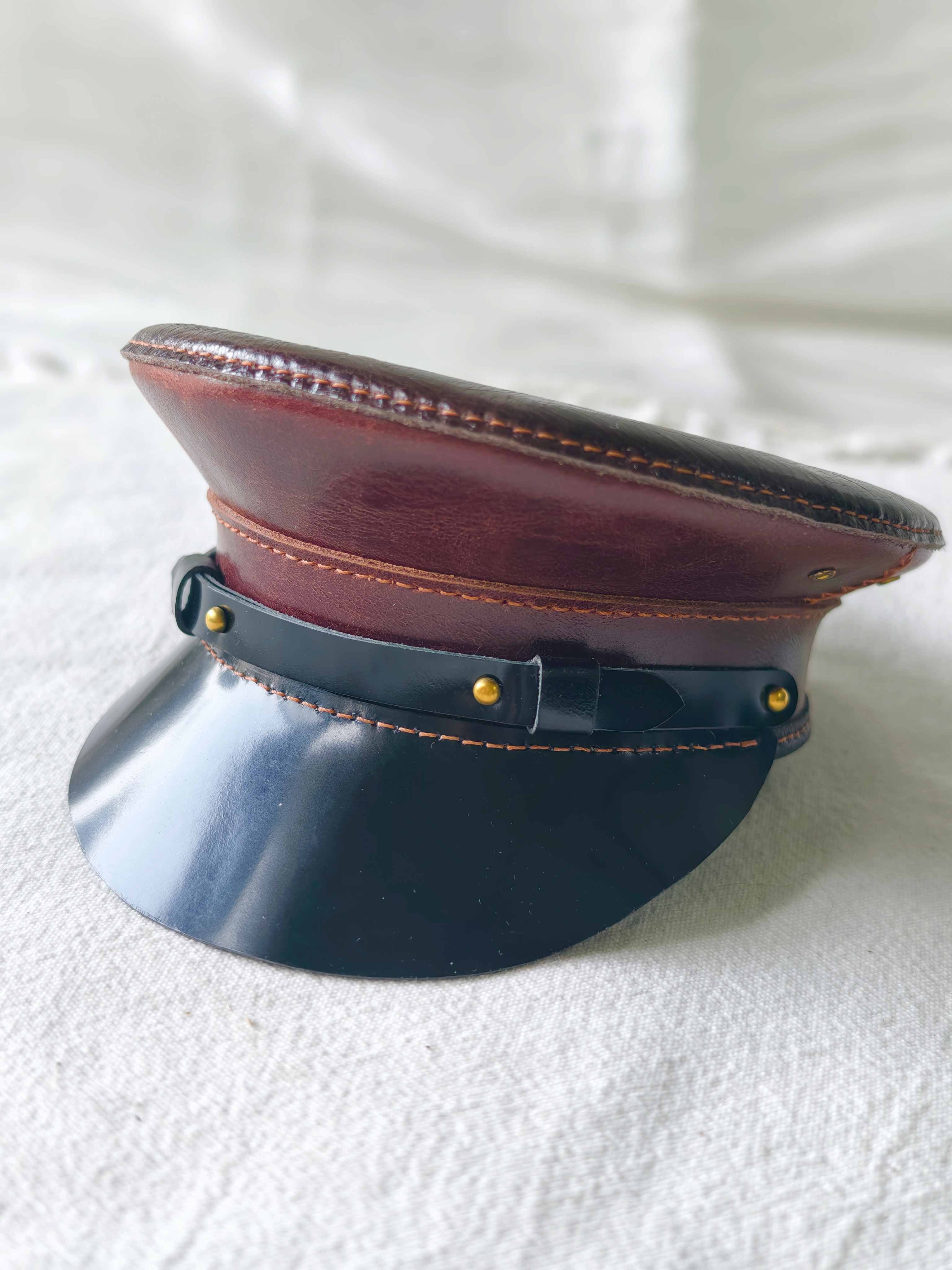Leather Military Officer Blythe Hat - Handmade Doll Accessory - ToastDoll