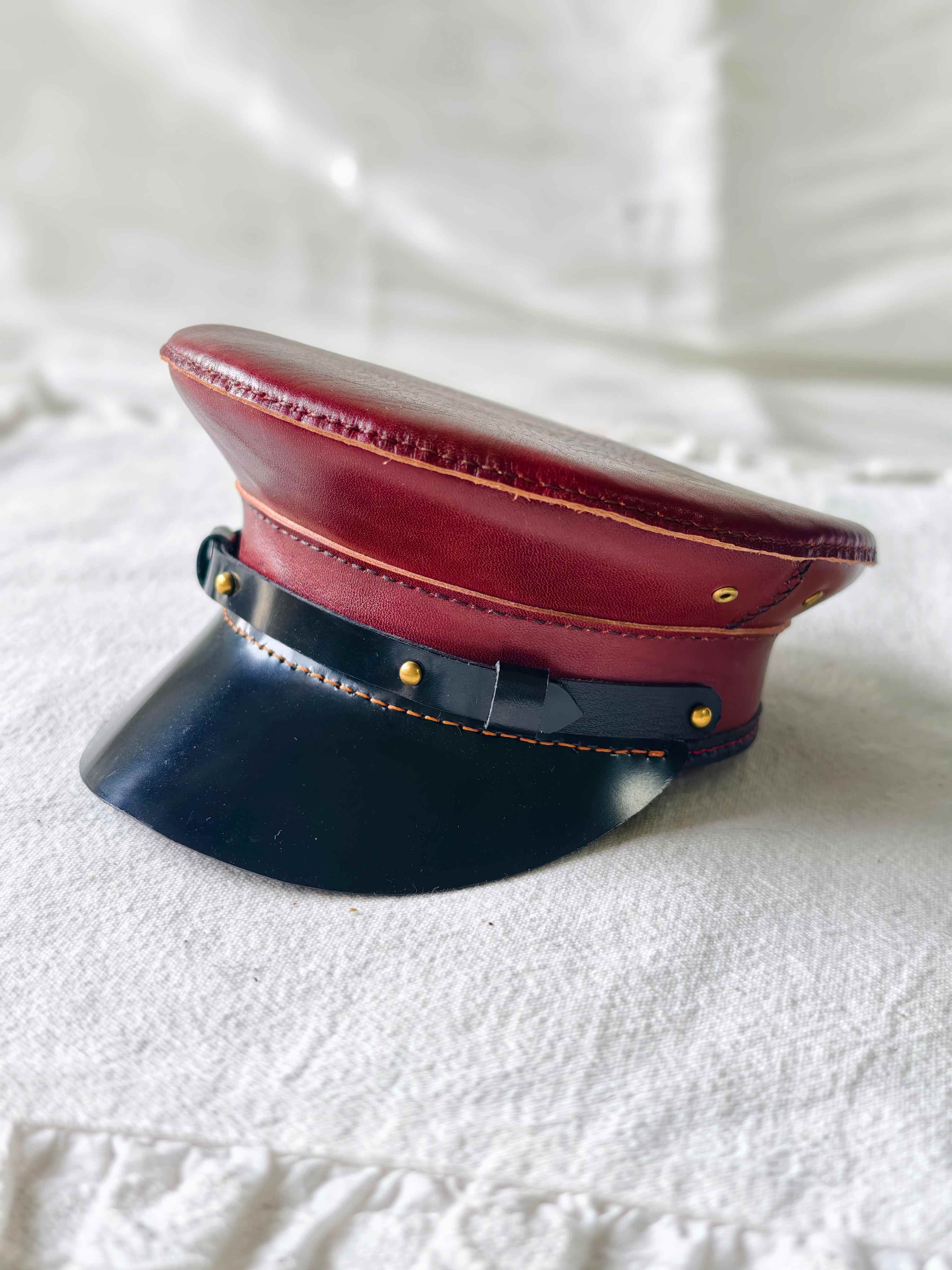 Leather Military Officer Blythe Hat - Handmade Doll Accessory - ToastDoll