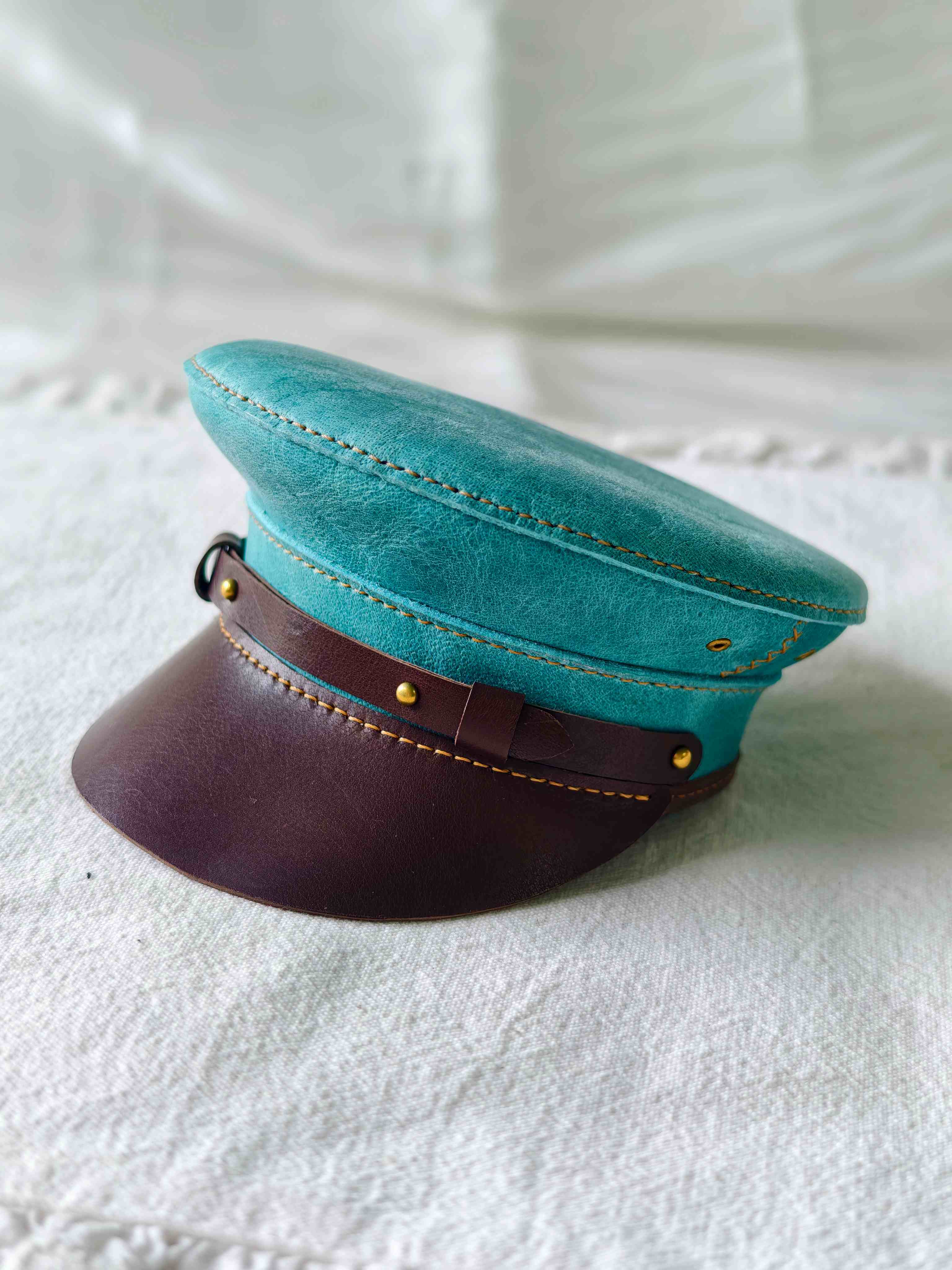 Leather Military Officer Blythe Hat - Handmade Doll Accessory - ToastDoll