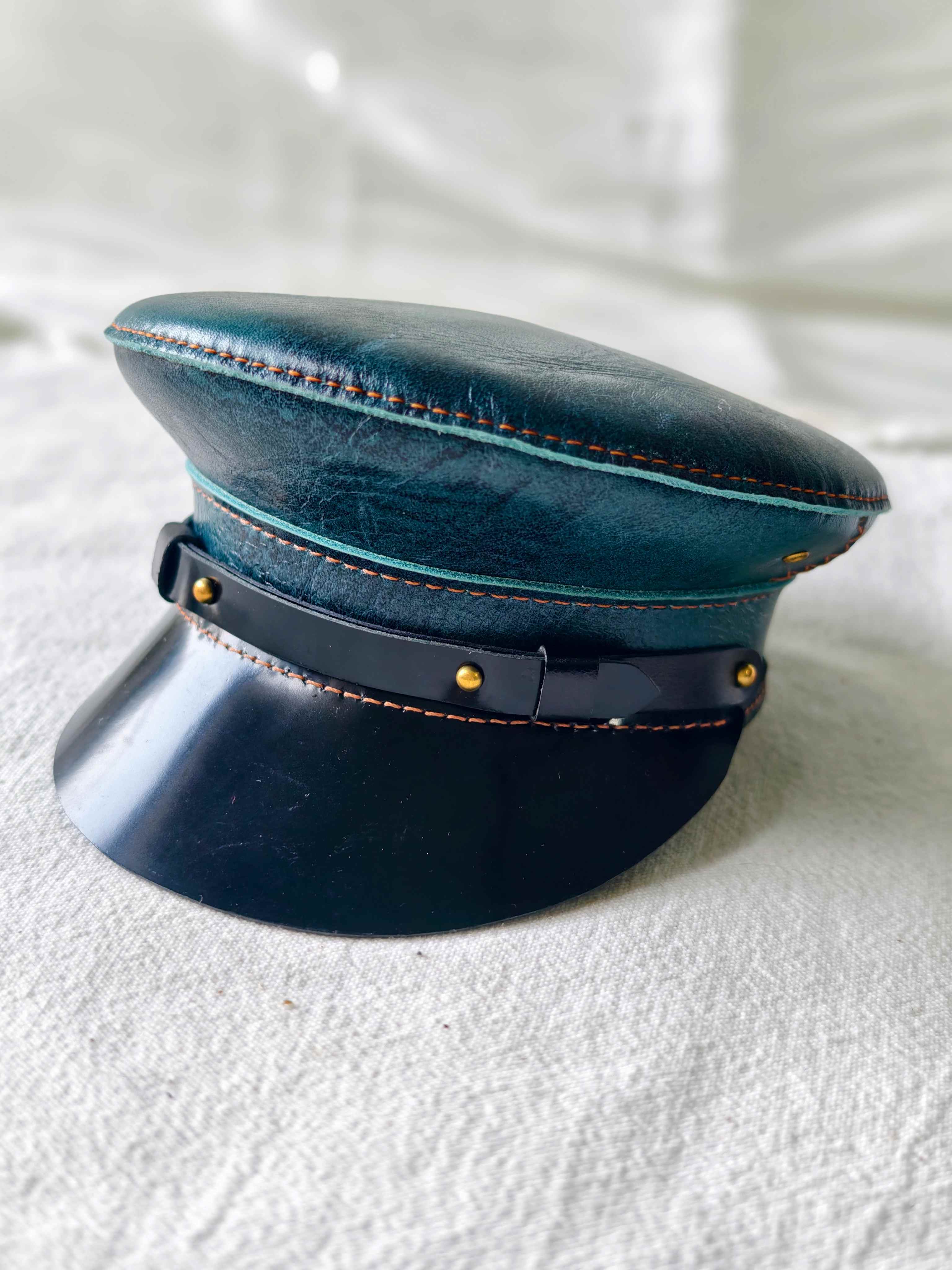 Leather Military Officer Blythe Hat - Handmade Doll Accessory - ToastDoll