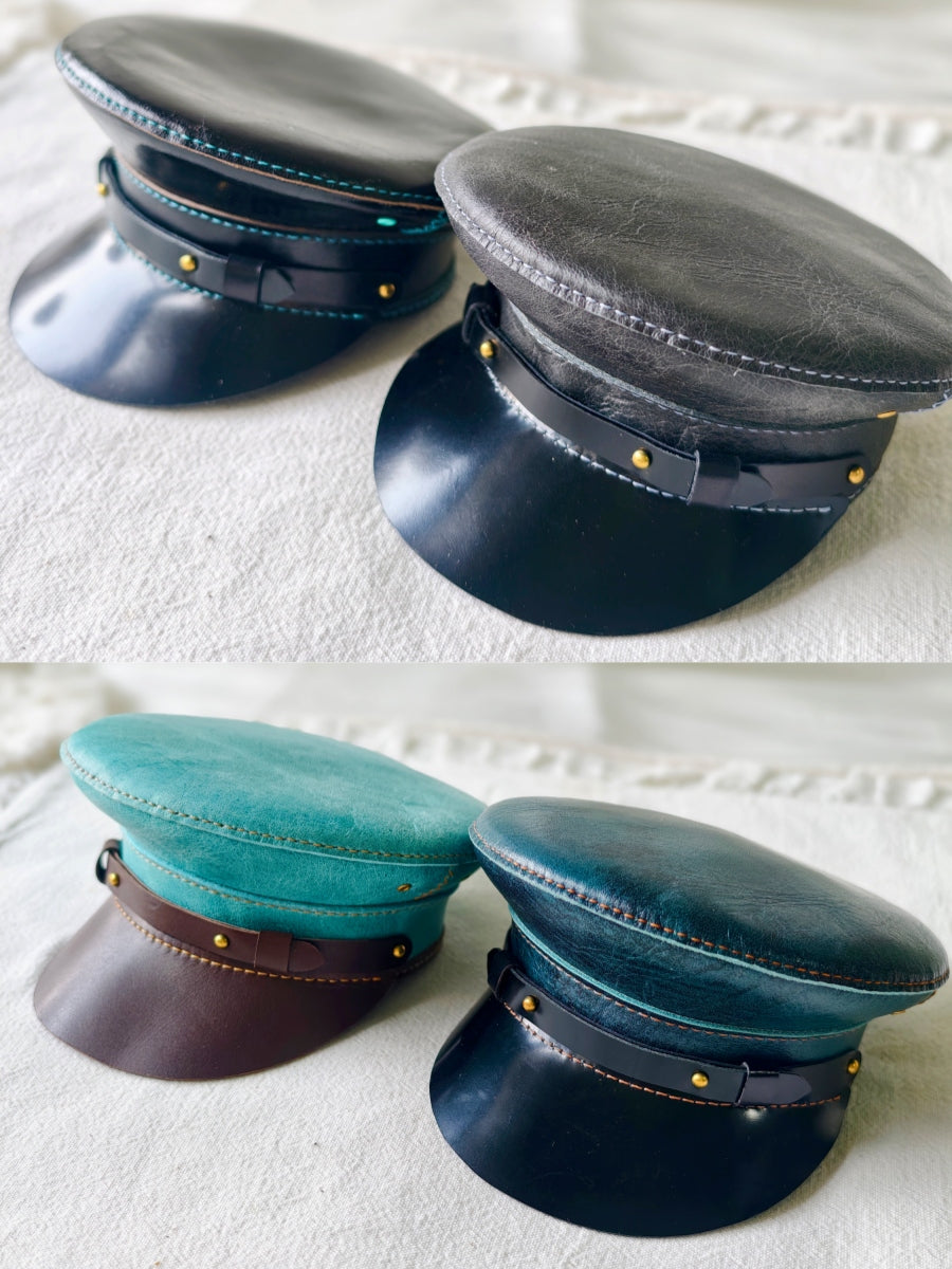 Leather Military Officer Blythe Hat - Handmade Doll Accessory - ToastDoll