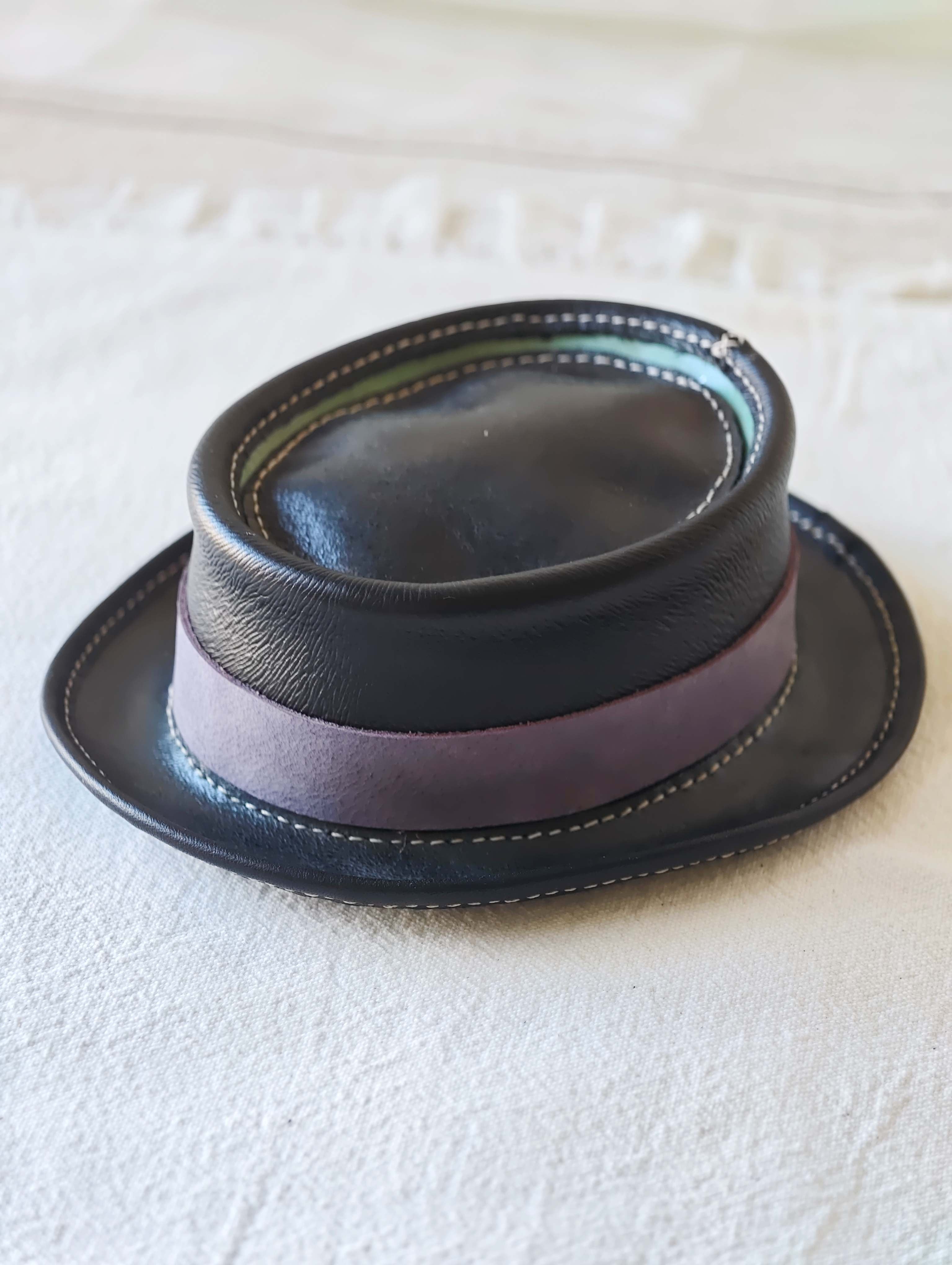 Handmade Blythe/BJD  Hat, Leather Pork Pie Hat