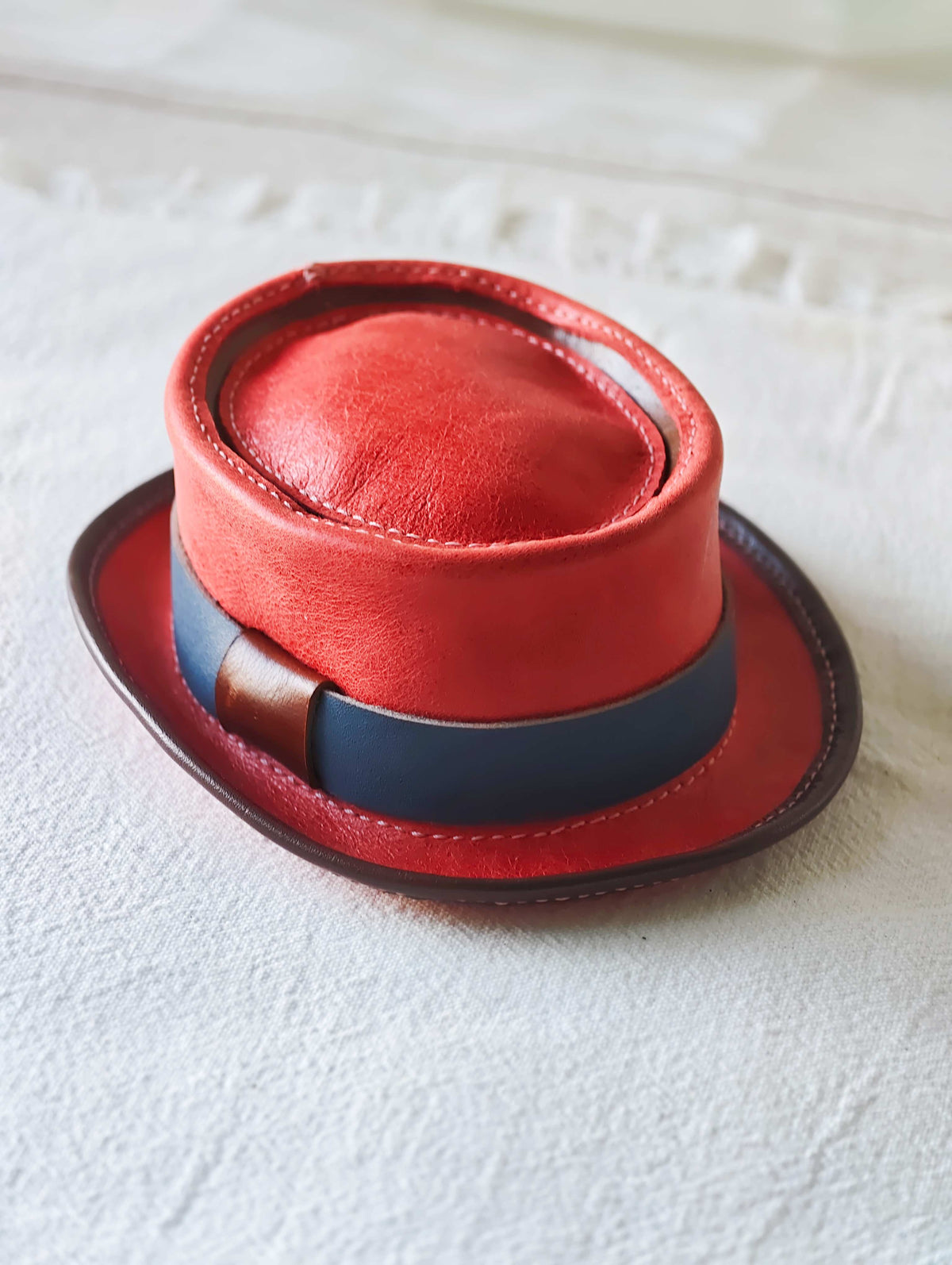 Handmade Blythe/BJD  Hat, Leather Pork Pie Hat