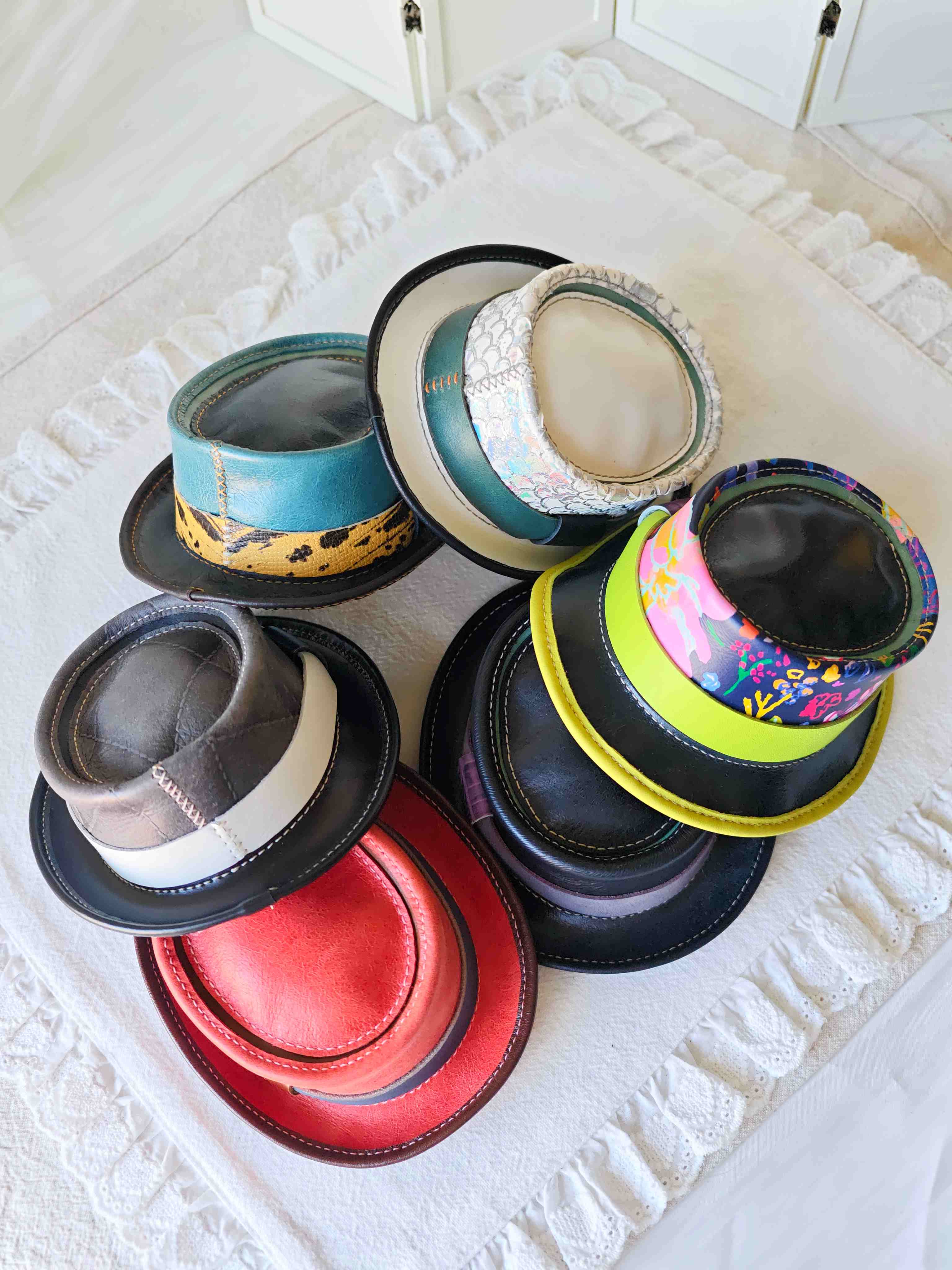 Handmade Blythe/BJD  Hat, Leather Pork Pie Hat