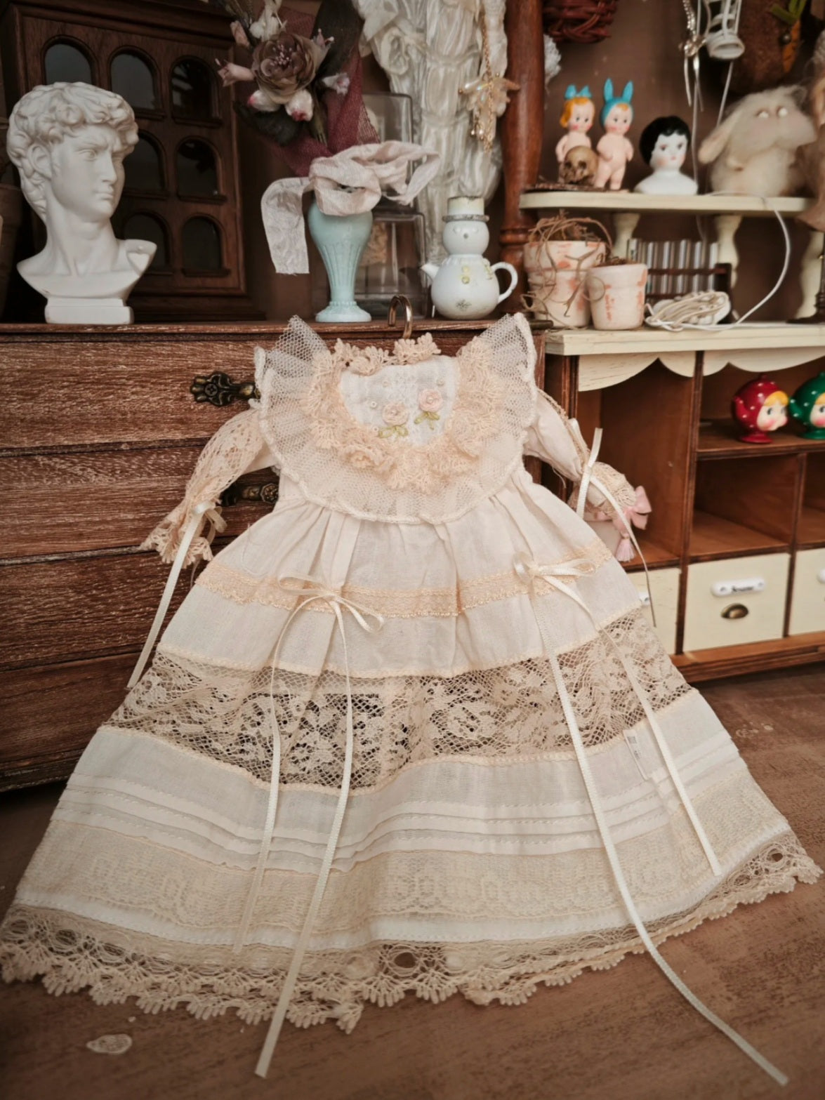 Embroidered Lace Cutout Blythe Flora-white Dress Flat Lay | ToastDoll