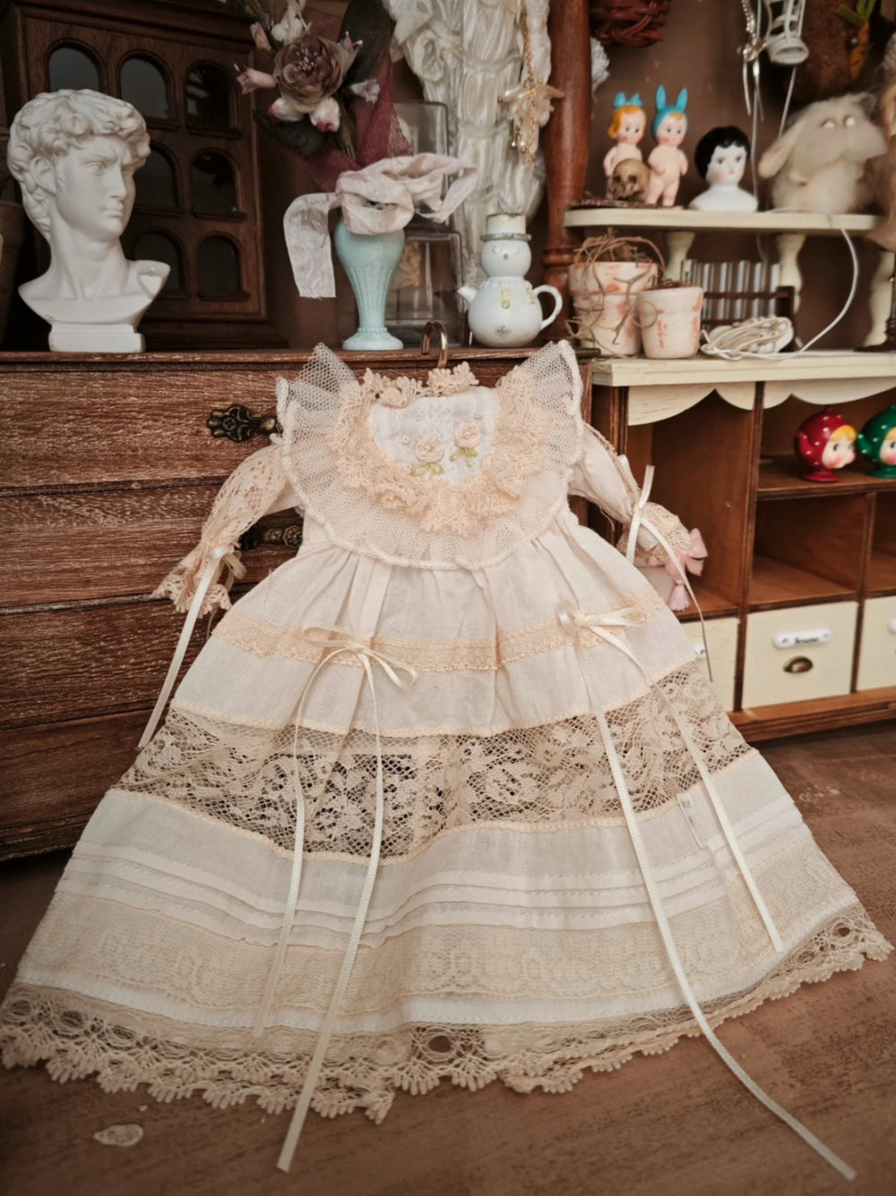 Embroidered Lace Cutout Blythe Flora-white Dress Flat Lay | ToastDoll