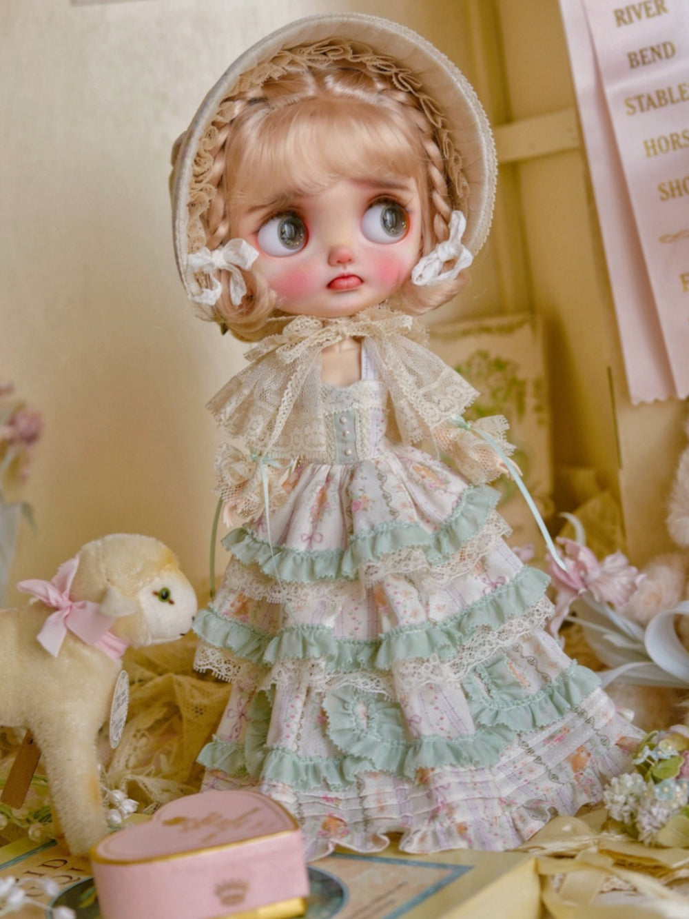 Vintage Lace Blythe Light-green Dress Sets | ToastDoll