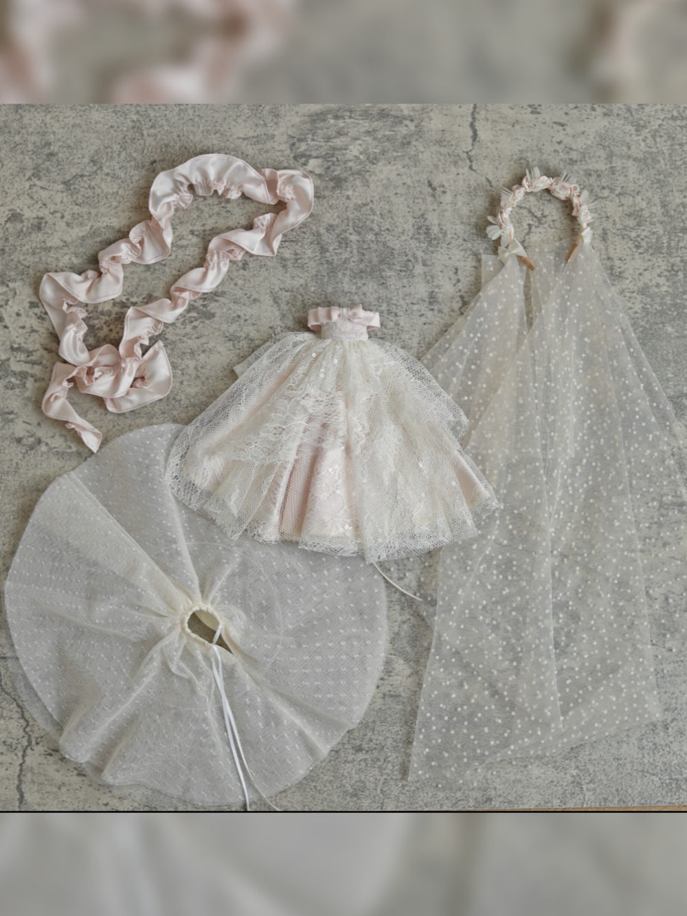 Luxury Bridal Veil Blythe White Wedding Gown Flat Lay | ToastDoll