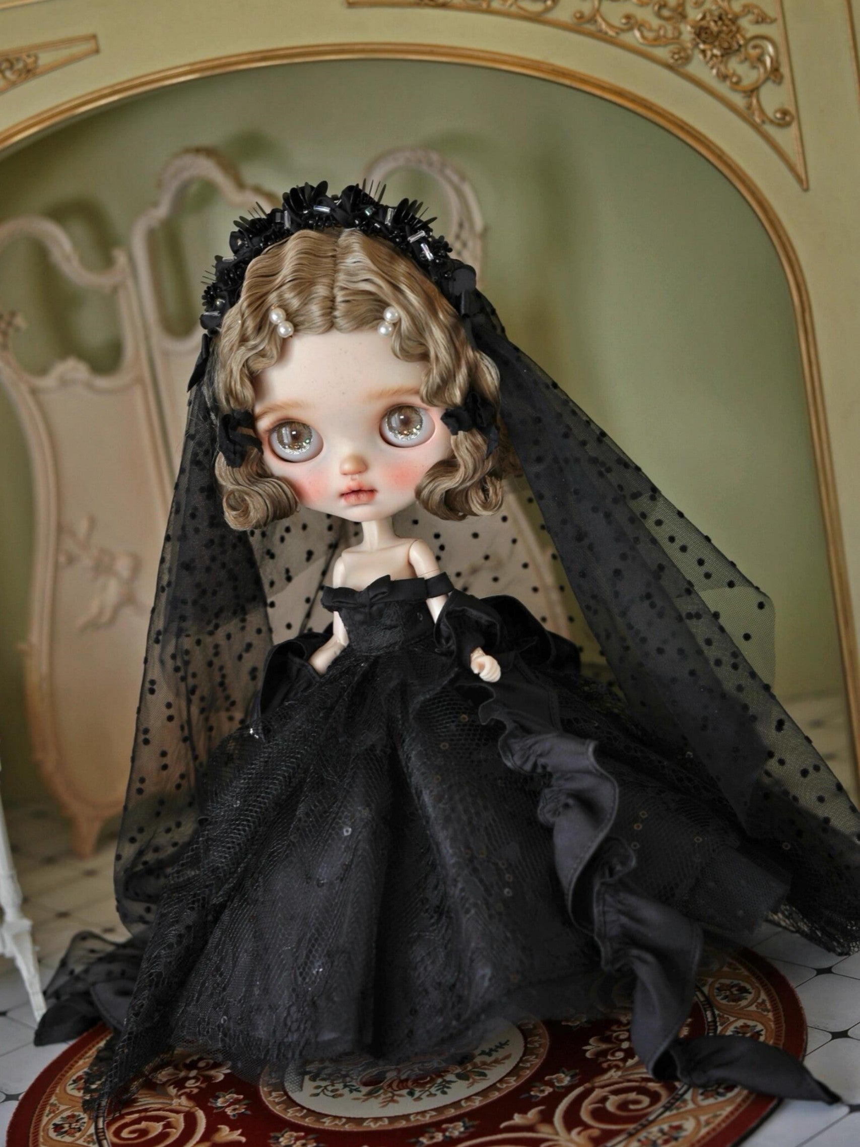 Luxury Bridal Veil Blythe Wedding Gown-Handmade Doll Clothes-ToastDoll