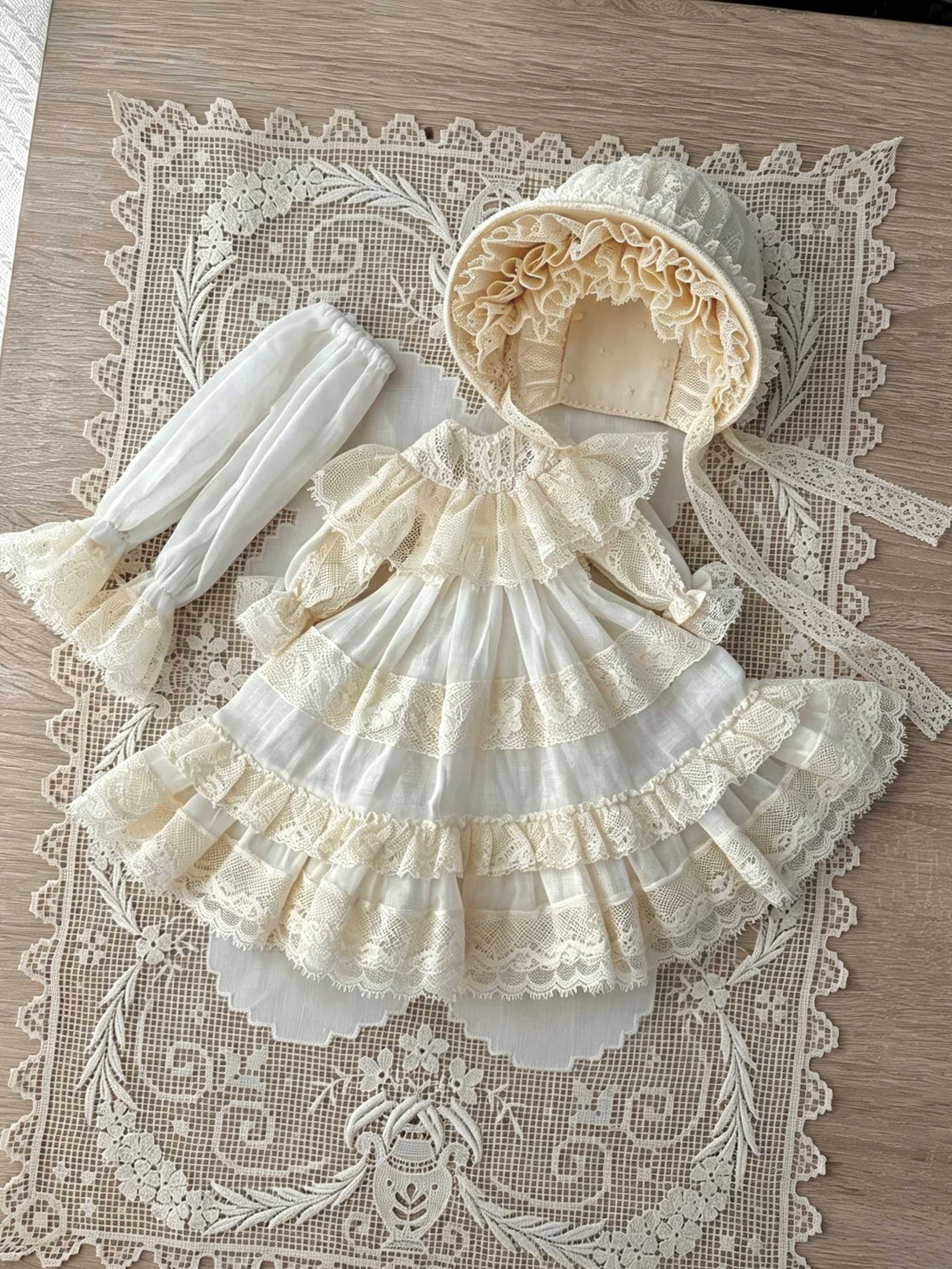 White Cottage Blythe BJD Set Flat Lay | ToastDoll
