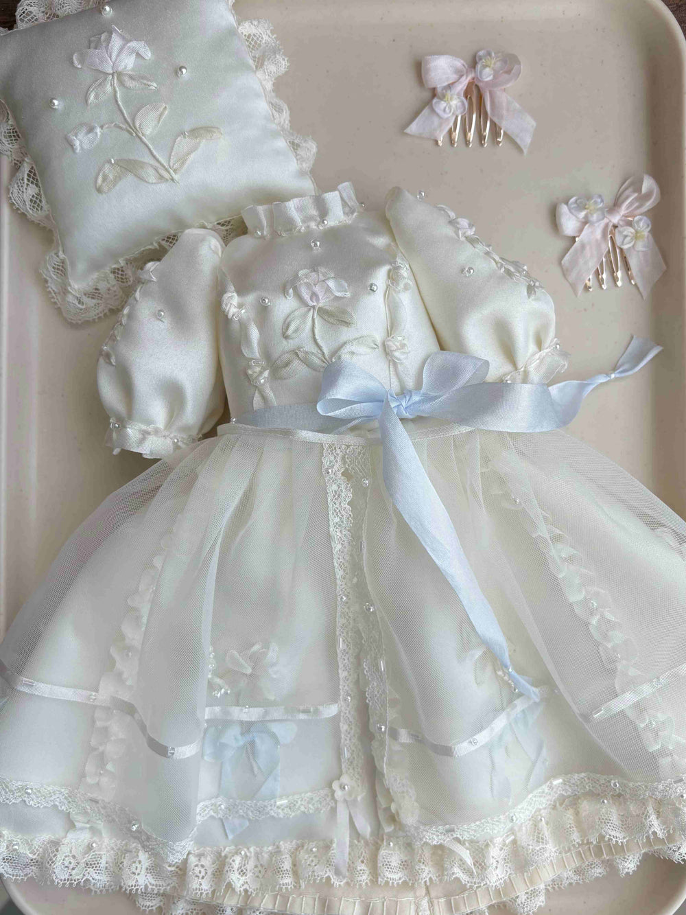 Floral Bow Applique Blythe 1/6 BJD Dress Close-up | ToastDoll