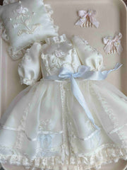 Floral Bow Applique Blythe 1/6 BJD Dress Close-up | ToastDoll