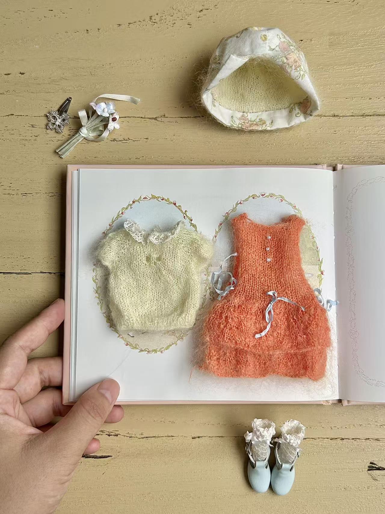Soft Color Knit BJD Dress Set - Handmade Doll Clothes - ToastDoll