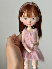 Soft Pink Knit BJD Dress Set - Handmade Doll Clothes - ToastDoll