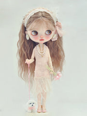 Vintage Flapper Blythe Dress On Doll Display | ToastDoll