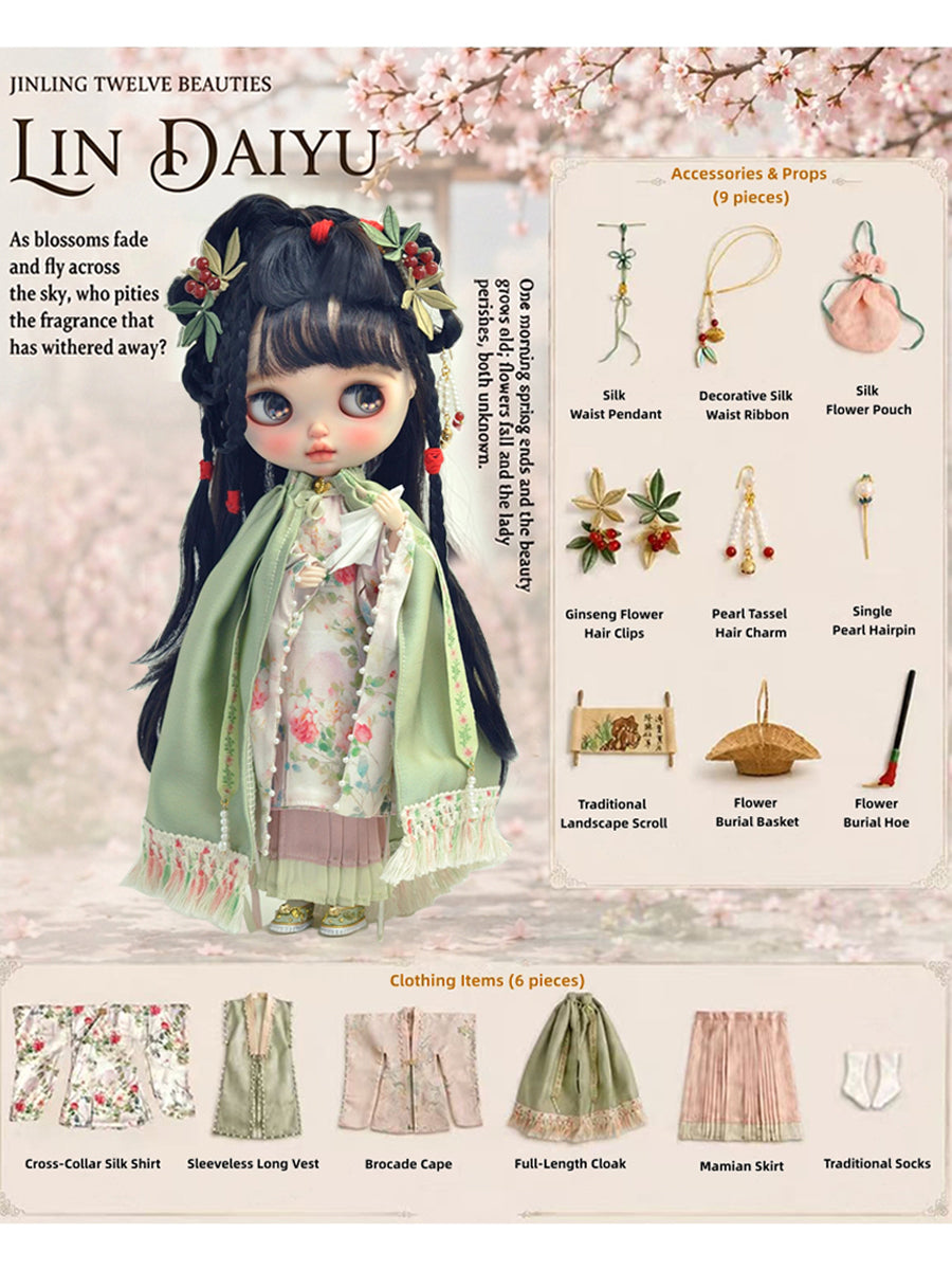 Floral Poet Hanfu Blythe BJD Outfit Flat Lay | ToastDoll