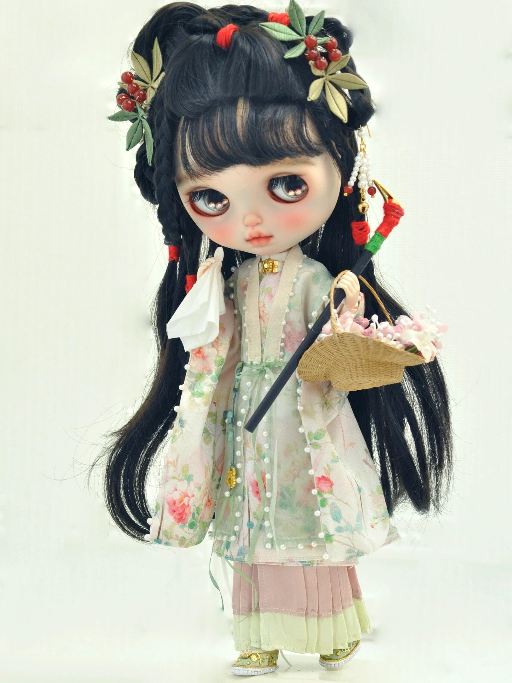 Floral Poet Hanfu Blythe BJD Outfit - Handmade Doll Clothes - ToastDoll