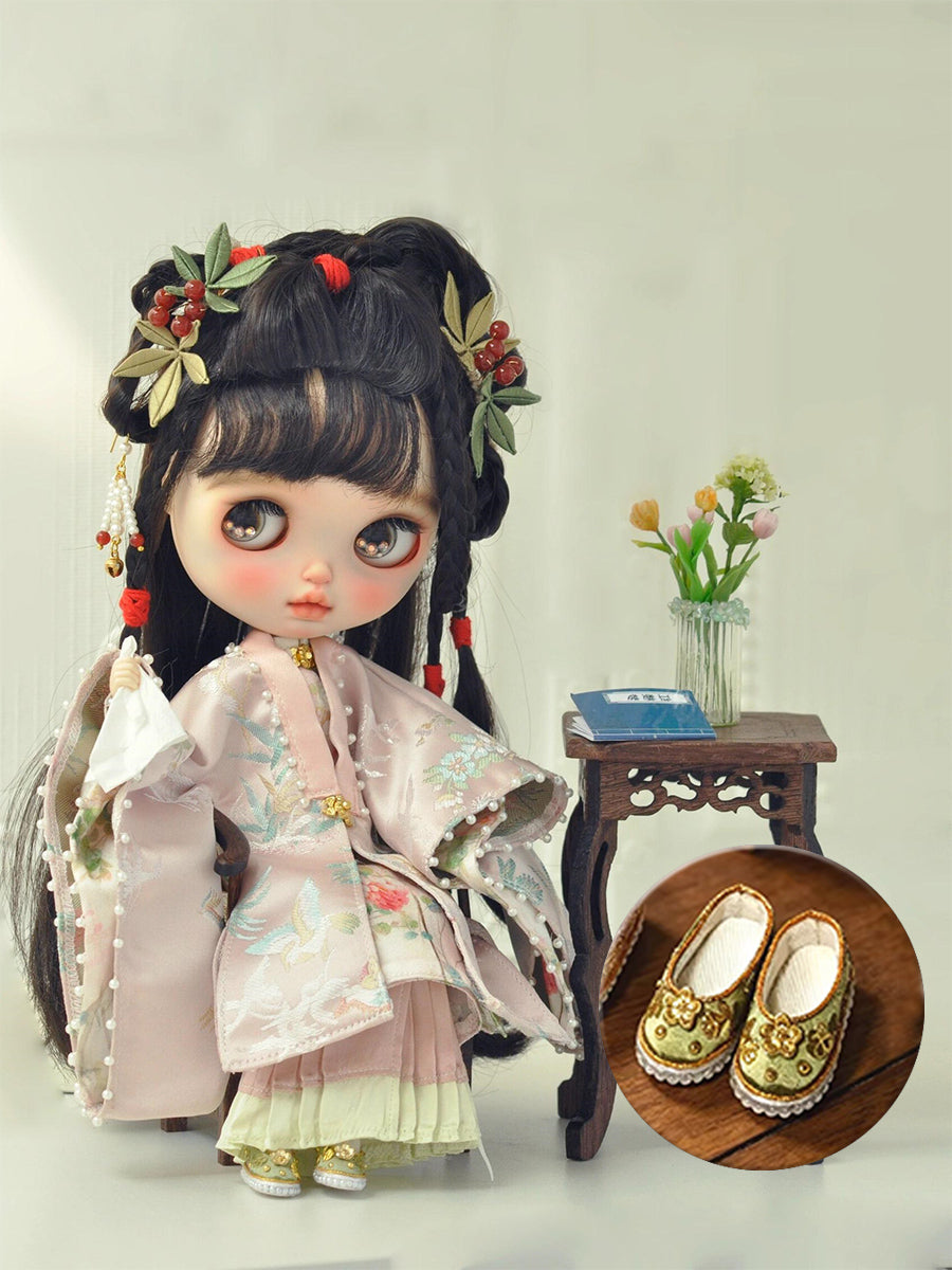 Floral Poet Hanfu Blythe BJD Traditional Embroidered Shoes | ToastDoll