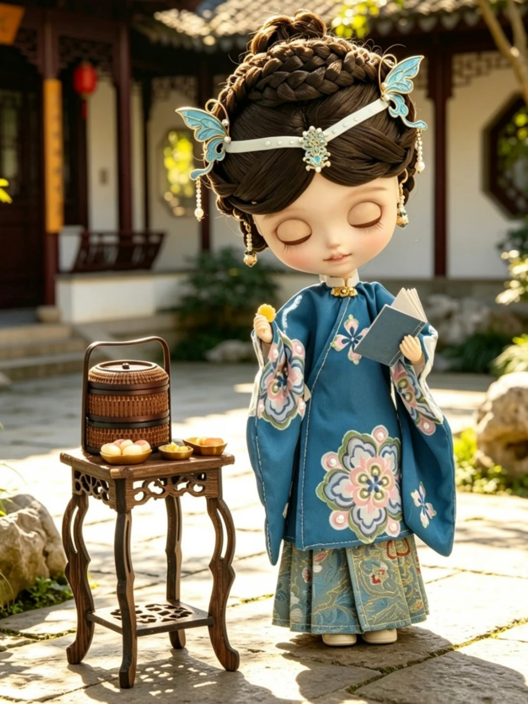 Orchid Elegance Hanfu Blythe Outfit Close-up | ToastDoll