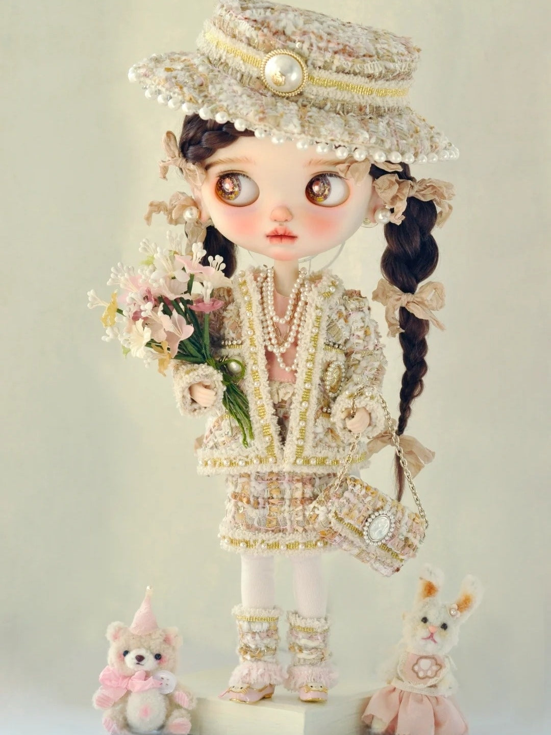 Luxury Pearl Tweed Blythe Outfit Front View | ToastDoll