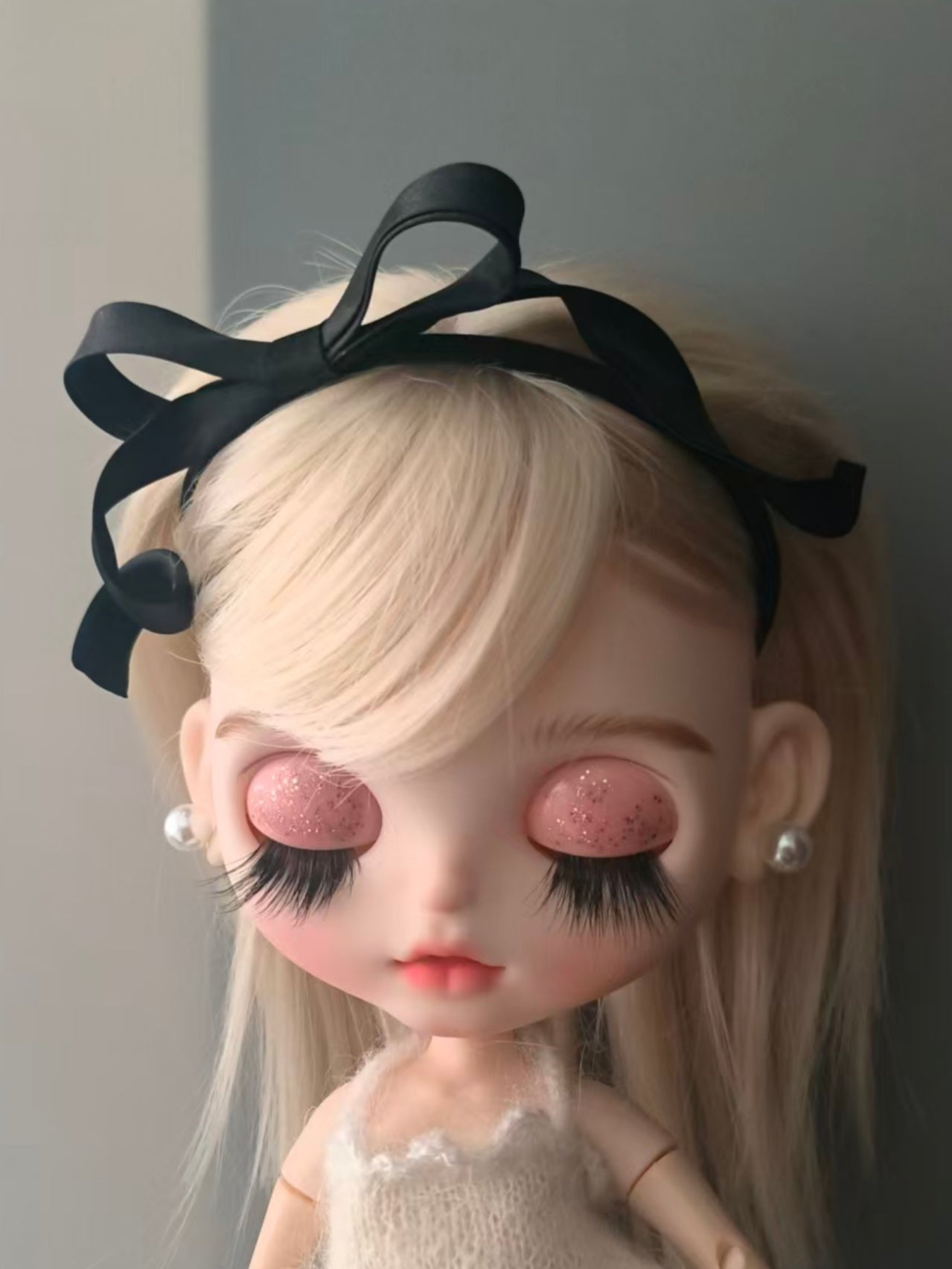 Handmade Blythe/BJD Headband, Black Bow