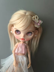 Handmade Blythe/BJD Hair Clips, Pink Flower
