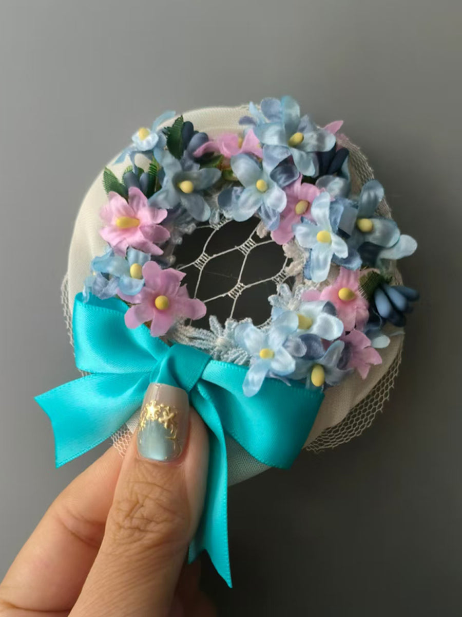 Handmade Blythe/BJD Hair Clips, Floral bowler Hat