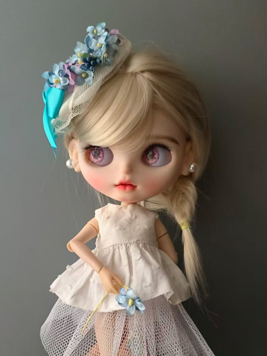 Handmade Blythe/BJD Hair Clips, Floral bowler Hat