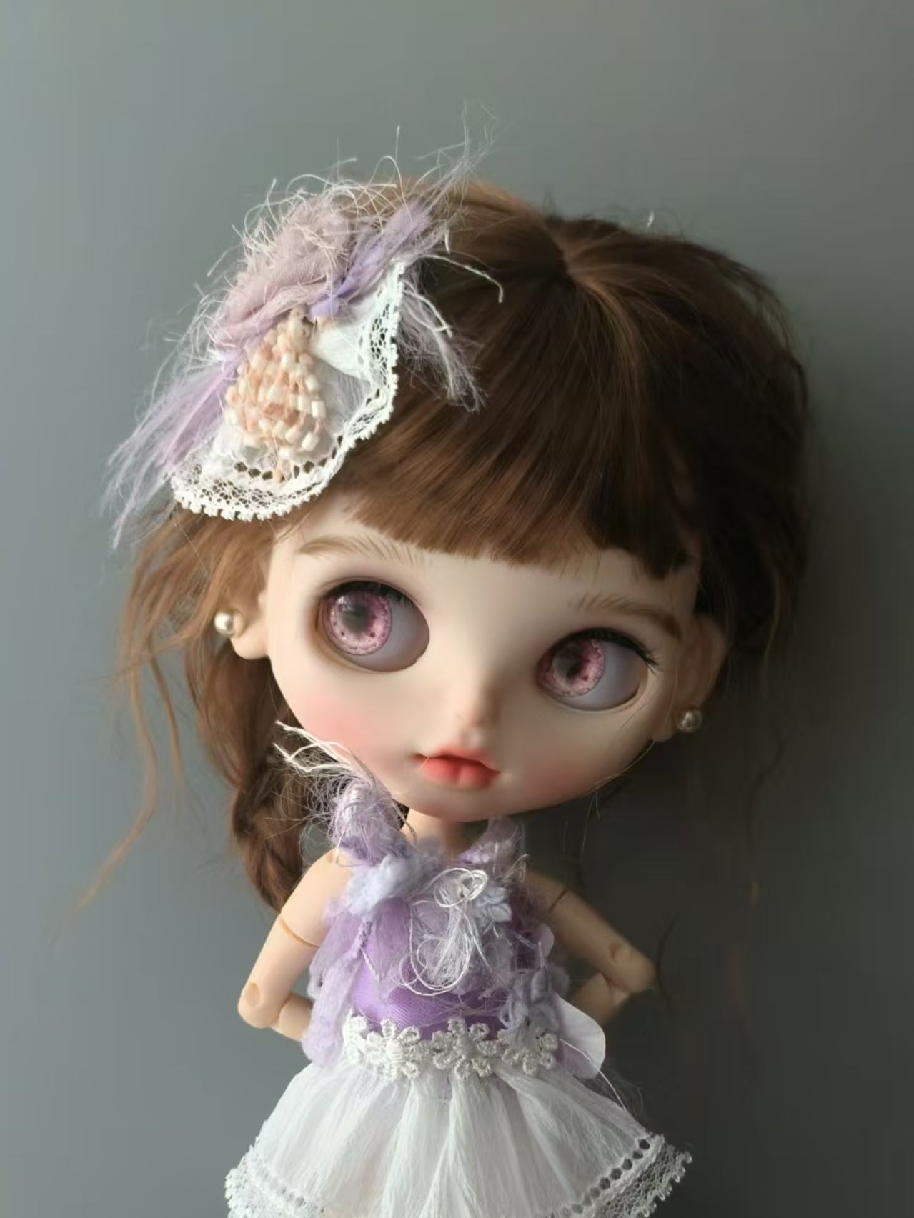 Handmade Blythe/BJD Hair Clips, Purple Flower