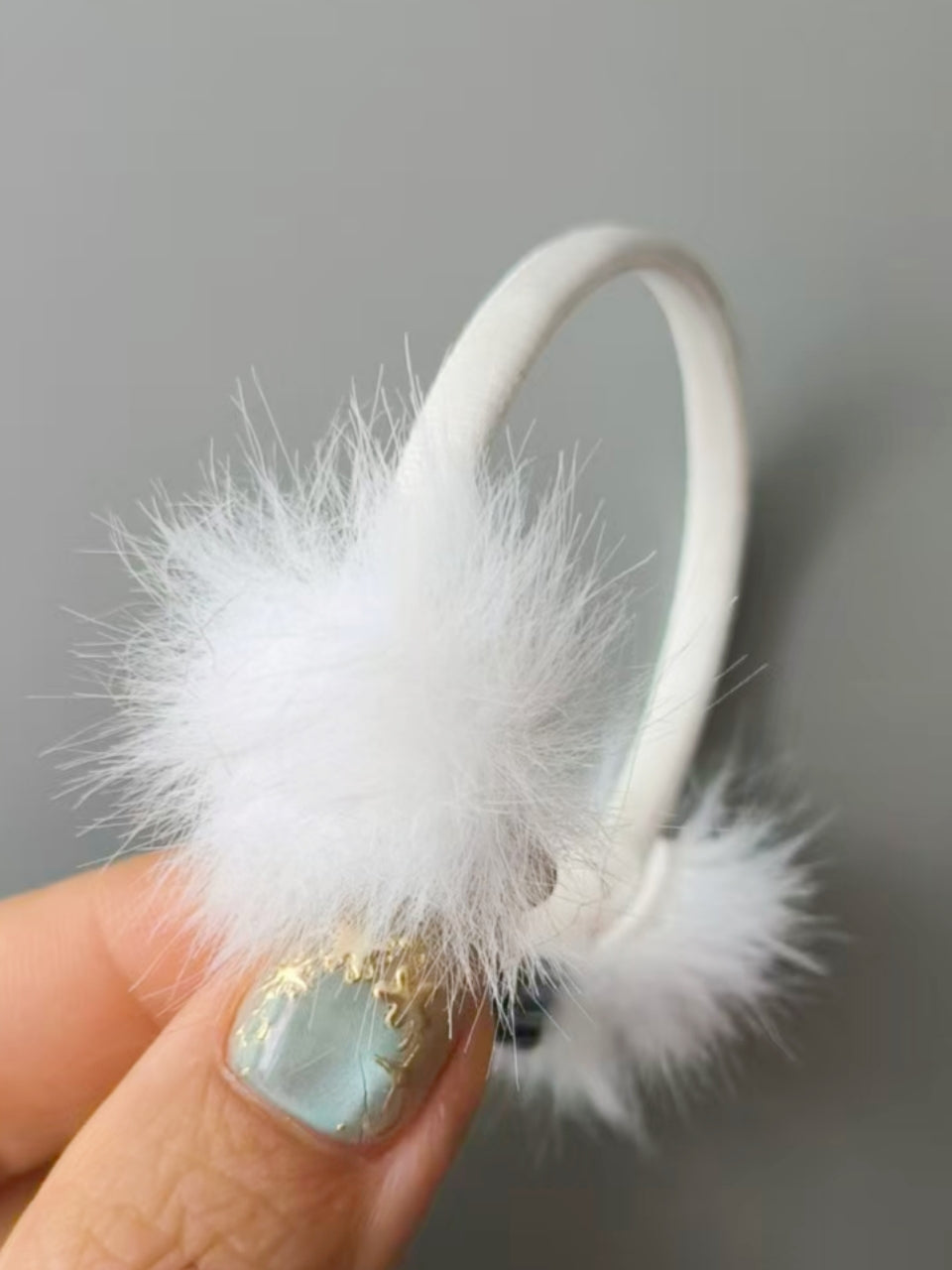 White Furry 1/6 BJD Headband Detail | ToastDoll