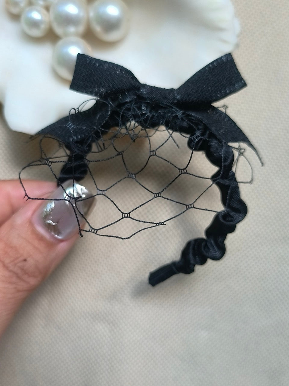 Black Bow 1/6 BJD Headband - Handmade Doll Headpiece - ToastDoll