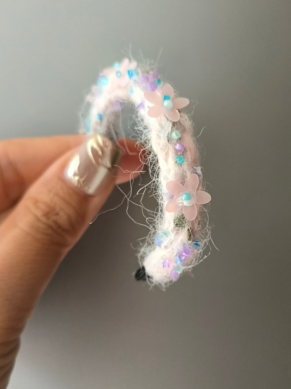 White Yarn Floral 1/6 BJD Headband | ToastDoll