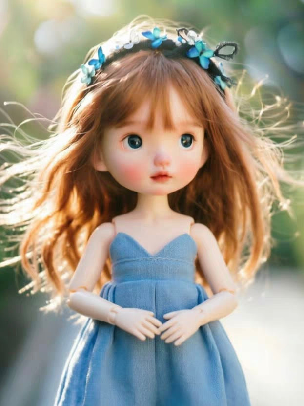 Blue Butterfly 1/6 BJD Headband On Doll Display | ToastDoll