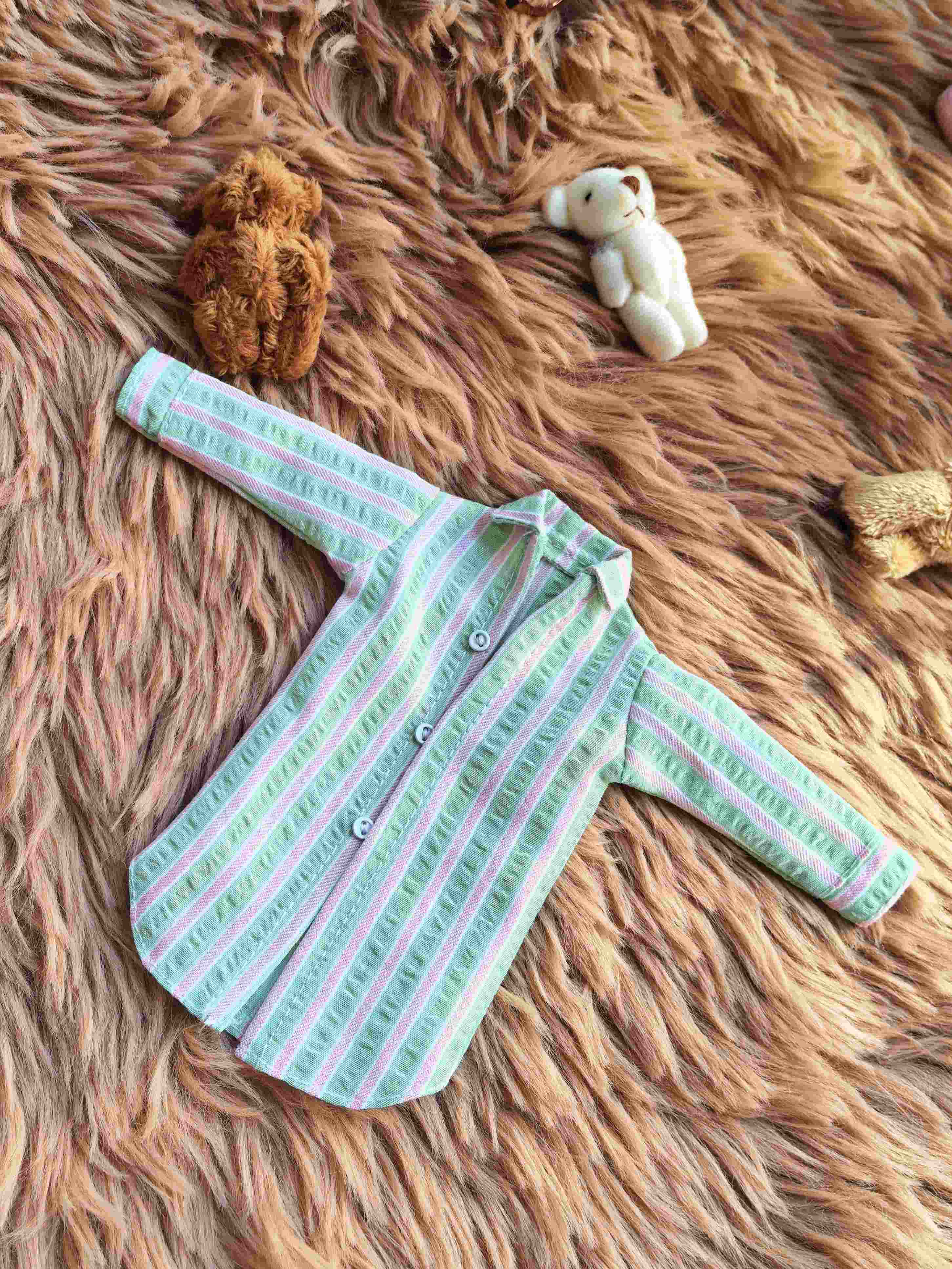 Handmade Outfit for Blythe/Obitsu,Blue Striped Shirt Dress
