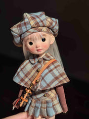 Handmade Outfit for Blythe/Obitsu,Plaid Cape and Pleated Skirt Set