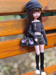 Handmade Outfit for Blythe/Obitsu,Distressed Sweater Chain Denim Set
