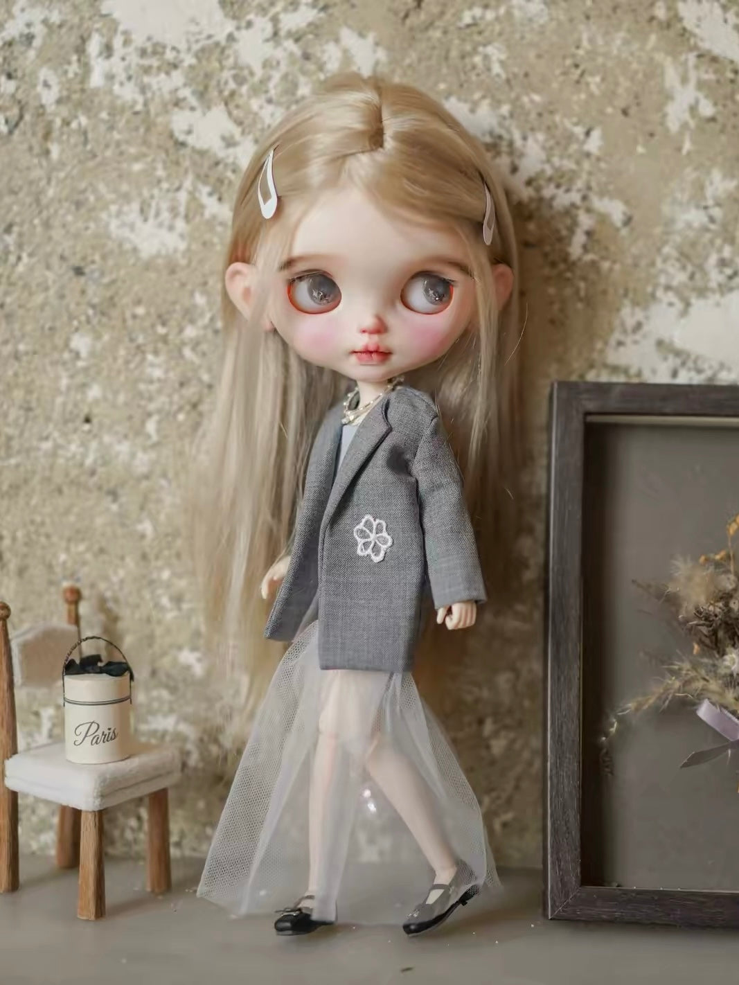 Grey Chic Blazer Tulle Blythe BJD Set | ToastDoll