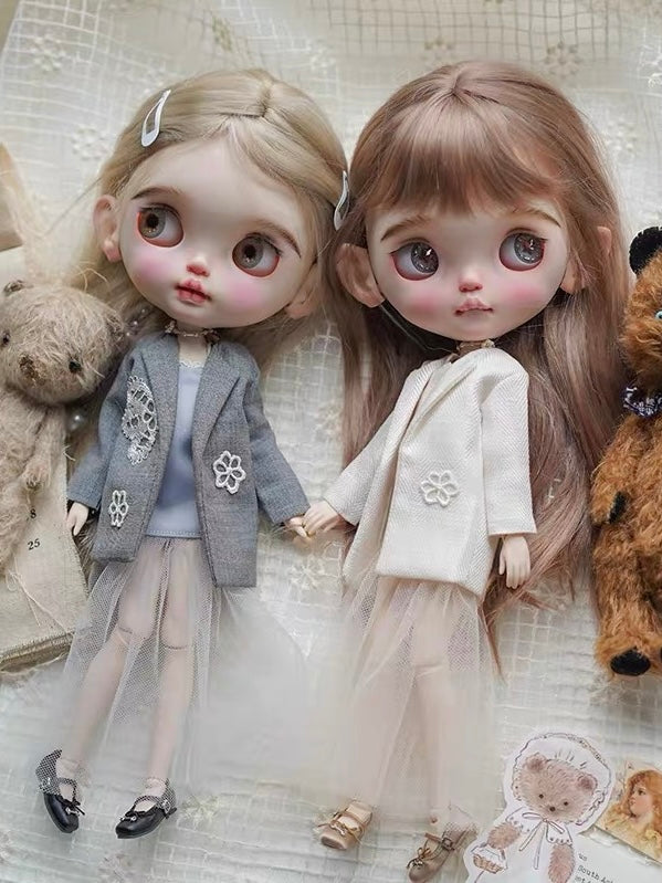 Chic Blazer Tulle Blythe BJD Set - Handmade Doll Clothes - ToastDoll